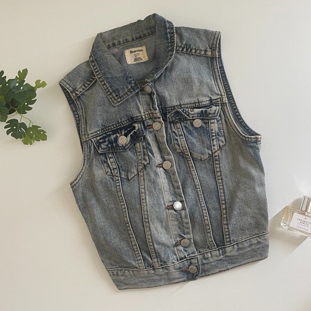 Bluenotes Denim Vest Bleached with Front Pockets, S